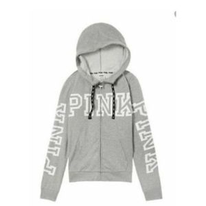 NWOT PINK Victoria’s Secret Gray Full Zip Hoodie💗